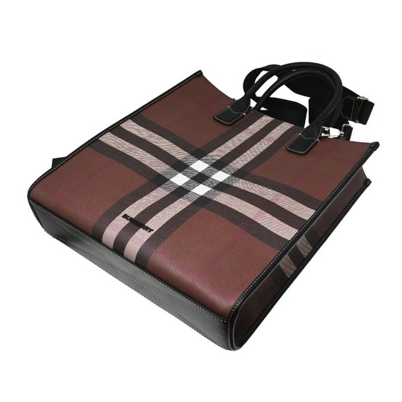 Burberry Unisex Denny Checked Large Tote Bag - Picture 4 of 13